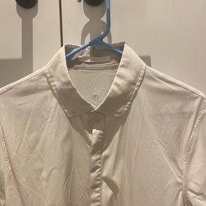 Lululemon Work Shirt Off-white Stretchy Polo size Large Short-sleeve But…